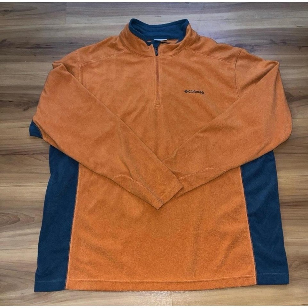 Mens Columbia Quarter Zip‎ Color Block Fleece Shirt Pullover Jacket
